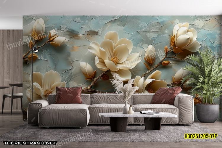 Tranh dán tường Hoa 3D- H3D251205-07P - Kết quả tìm kiếm tranh tường
